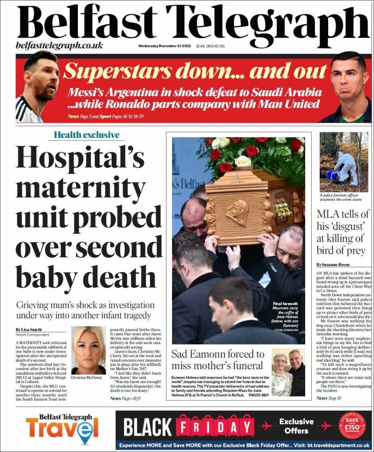 Portada de Belfast Telegraph (United Kingdom)