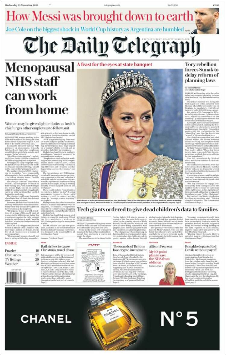 Portada de Daily Telegraph (United Kingdom)