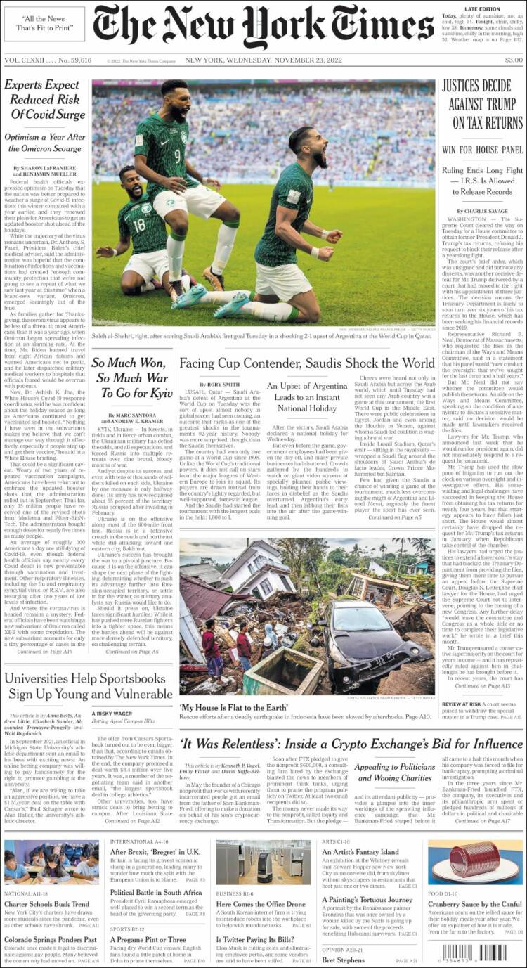 Portada de New York Times (USA)