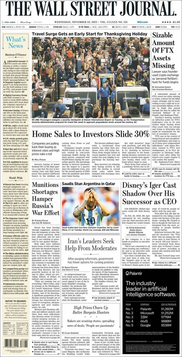 Portada de Wall Street Journal (USA)