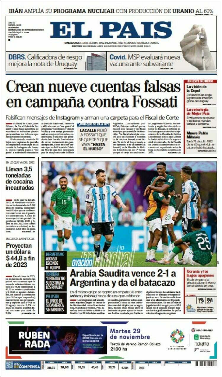 Portada de El País (Uruguay)