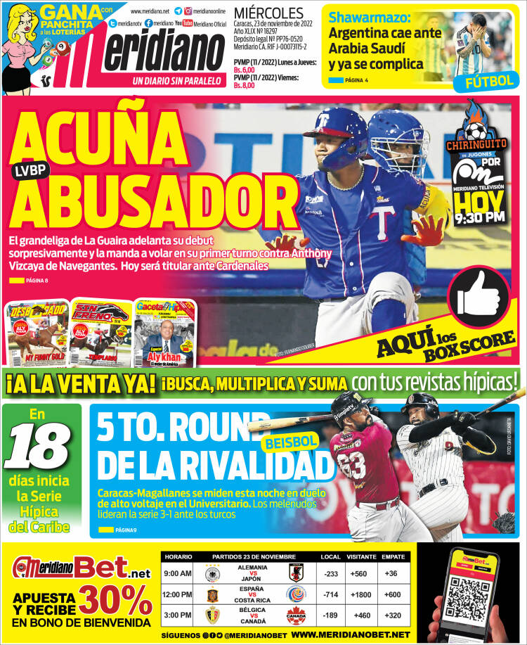 Portada de Meridiano (Venezuela)