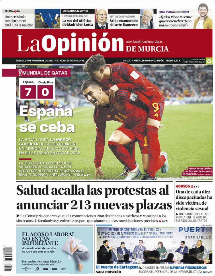 Portada de La Opinión de Murcia (Spain)