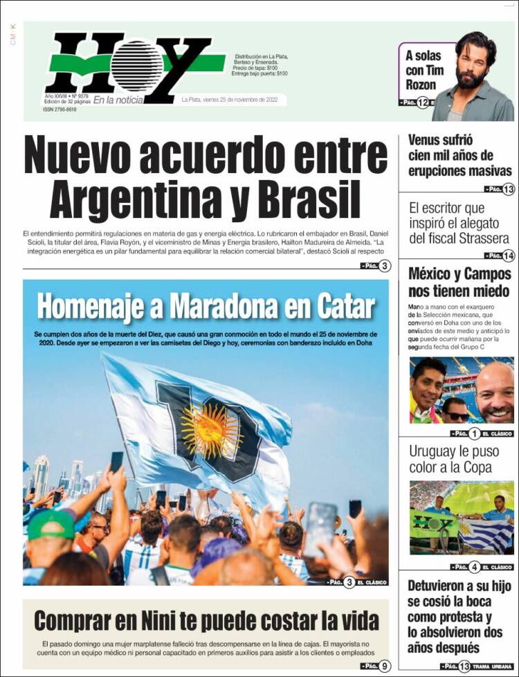 Portada de Diario Hoy (Argentina)