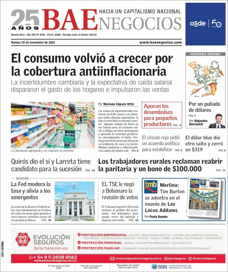 Periódico Buenos Aires Económico Argentina Periódicos De Argentina Edición De Viernes 25 De 2101