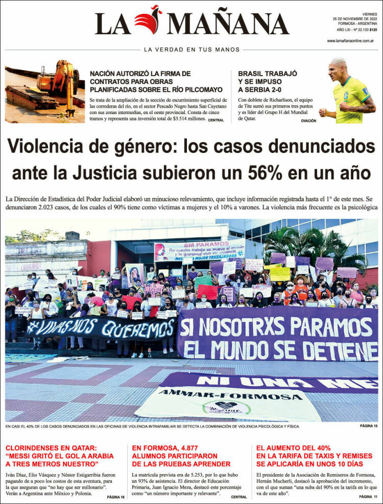 Portada de Diario La Mañana (Argentina)