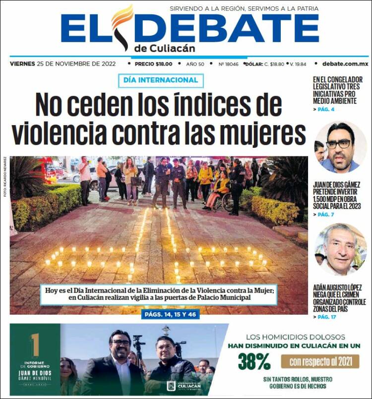 Portada de El Debate de Culiacán (M&eacute;xico)