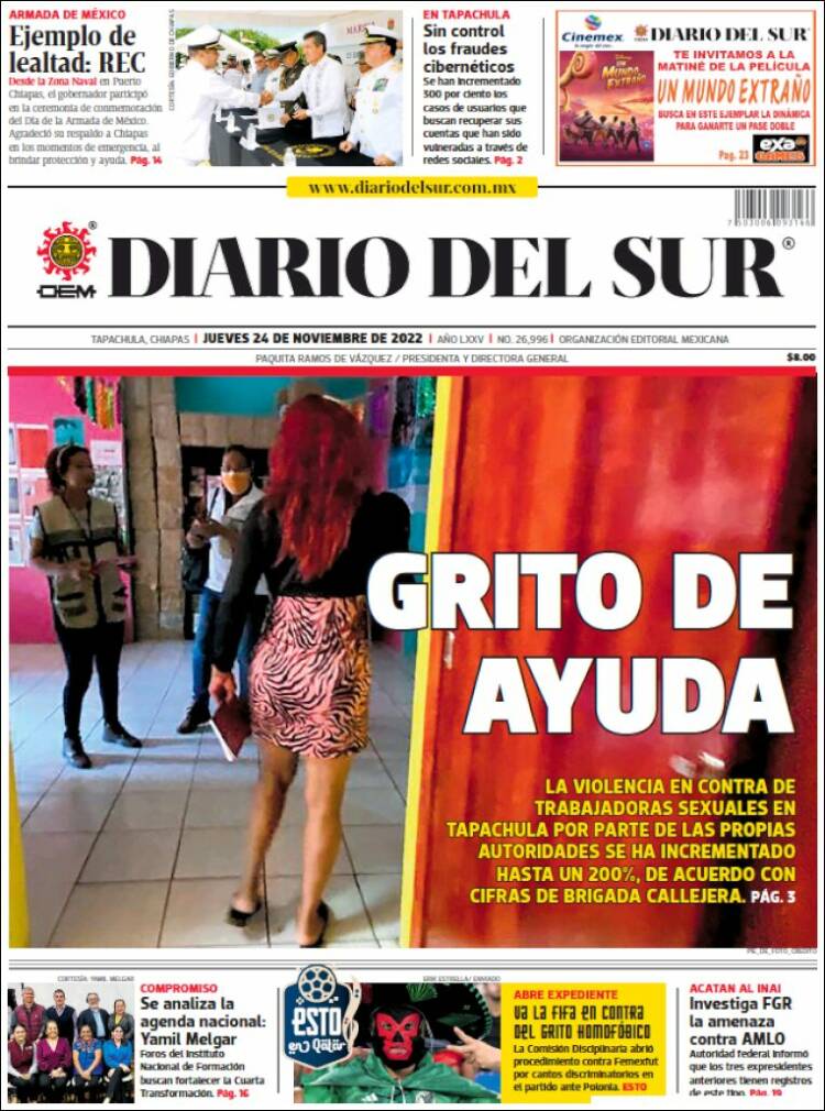 Portada de El Diario del Sur (M&eacute;xico)