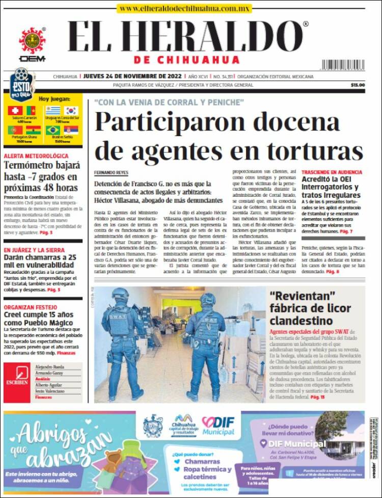 Portada de El Heraldo de Chihuahua (M&eacute;xico)