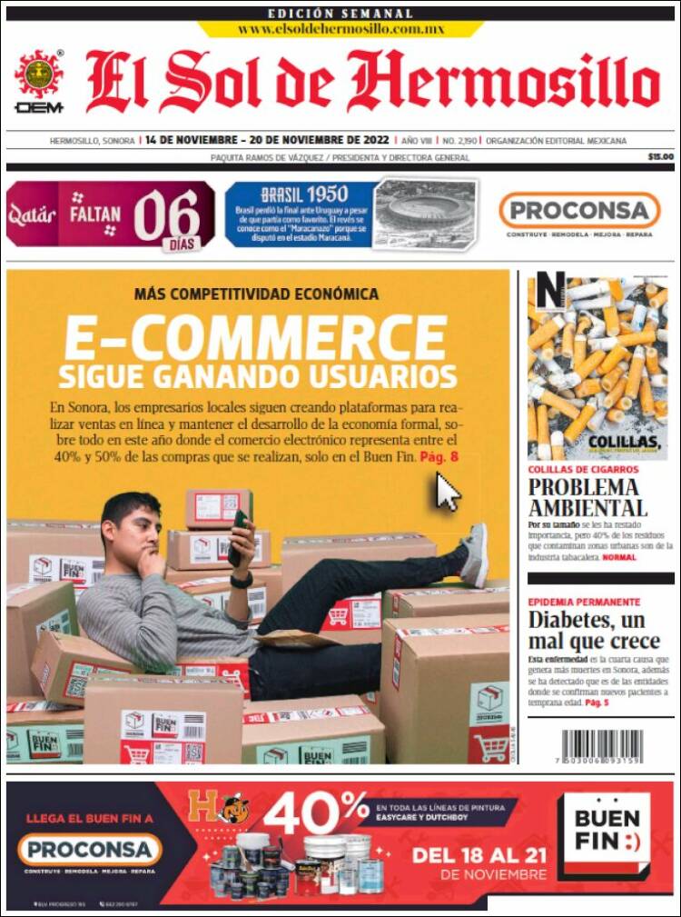 Portada de El Sol de Hermosillo (M&eacute;xico)