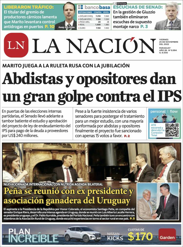 Portada de La Nación (Paraguay)