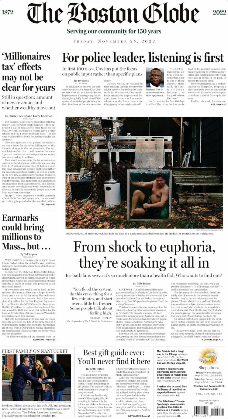 Portada de Boston Globe (USA)