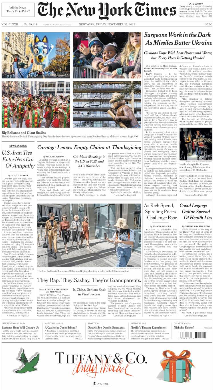 Journal New York Times États Unis Les Unes Des Journaux De États Unis Édition Du Vendredi