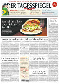 Portada de Der Tagesspiegel (Allemagne)