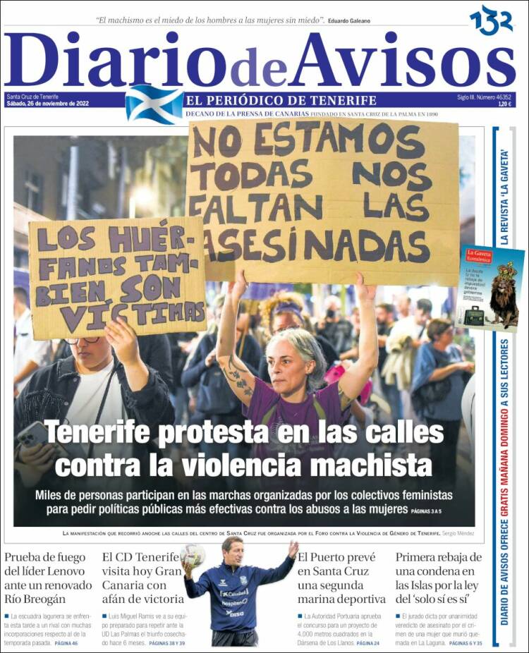 Portada de Diarios de Avisos (España)