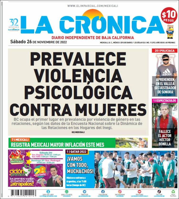 Portada de La Crónica de Baja California (México)