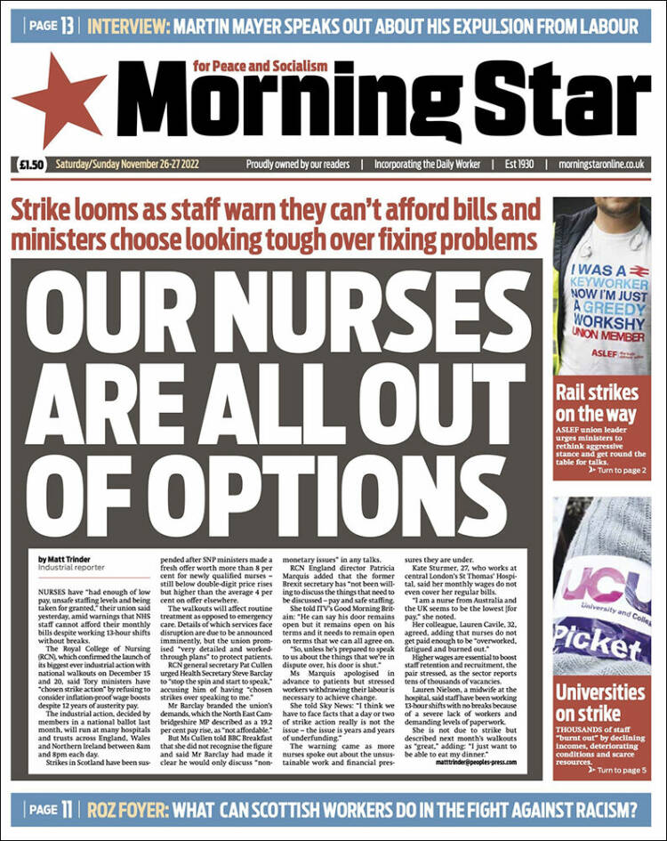 Portada de Morning Star (Royaume-Uni)