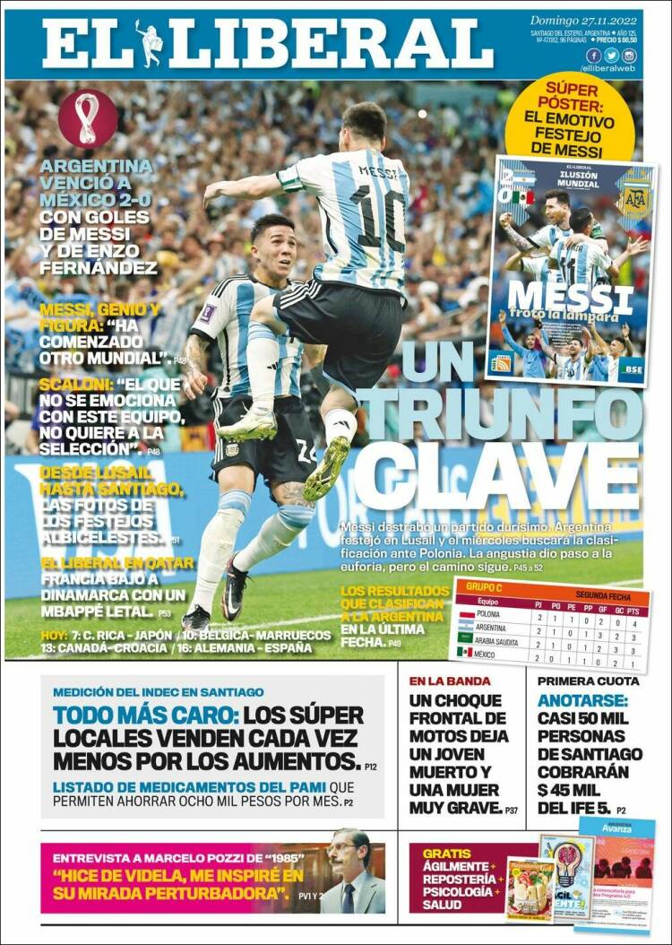 Portada de Diario El Liberal (Argentina)