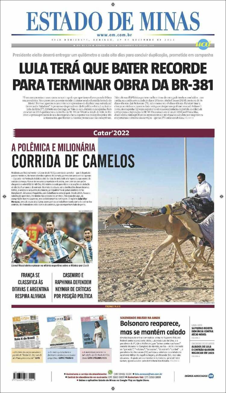 Portada de Jornal Estado de Minas (Brasil)