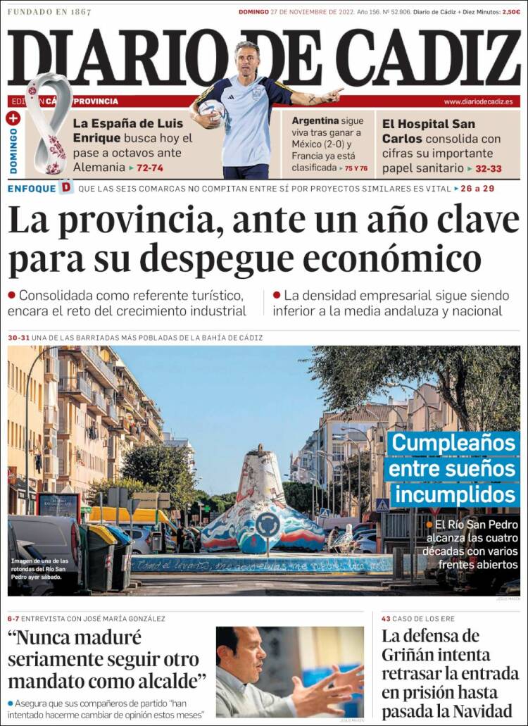 Portada de Diario de Cádiz (Spain)