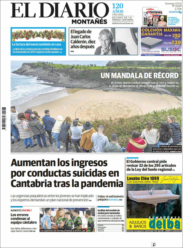 Portada de El Diario Montañés (España)