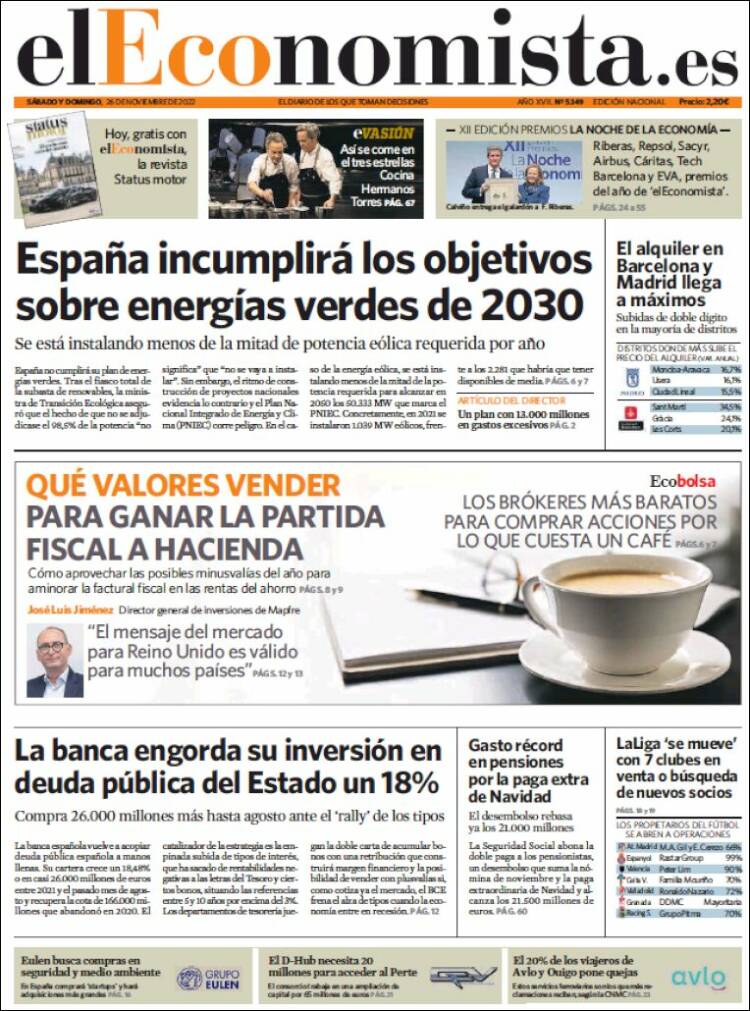 Portada de El Economista (Espa&ntilde;a)