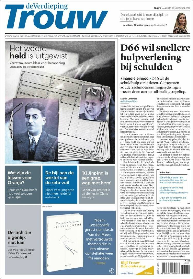 Portada de Trouw (Pa&iacute;ses Bajos)