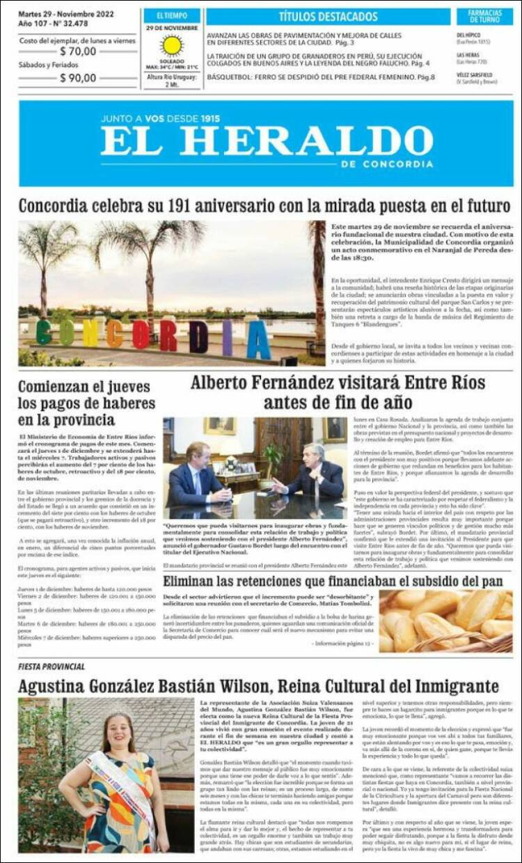 Portada de El Heraldo de Concordia (Argentine)