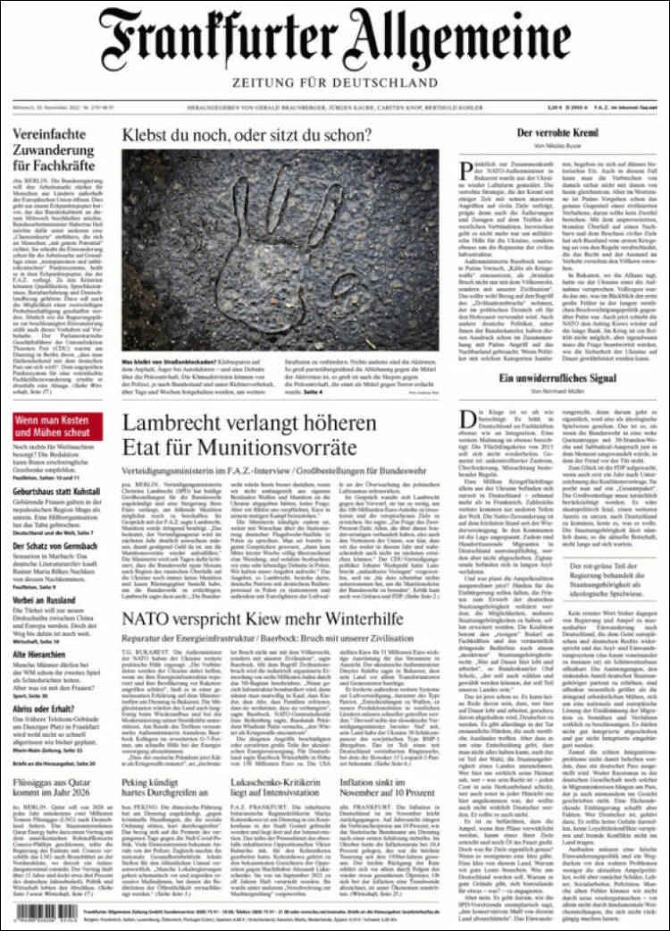 Portada de Frankfurter Allgemeine (Alemania)