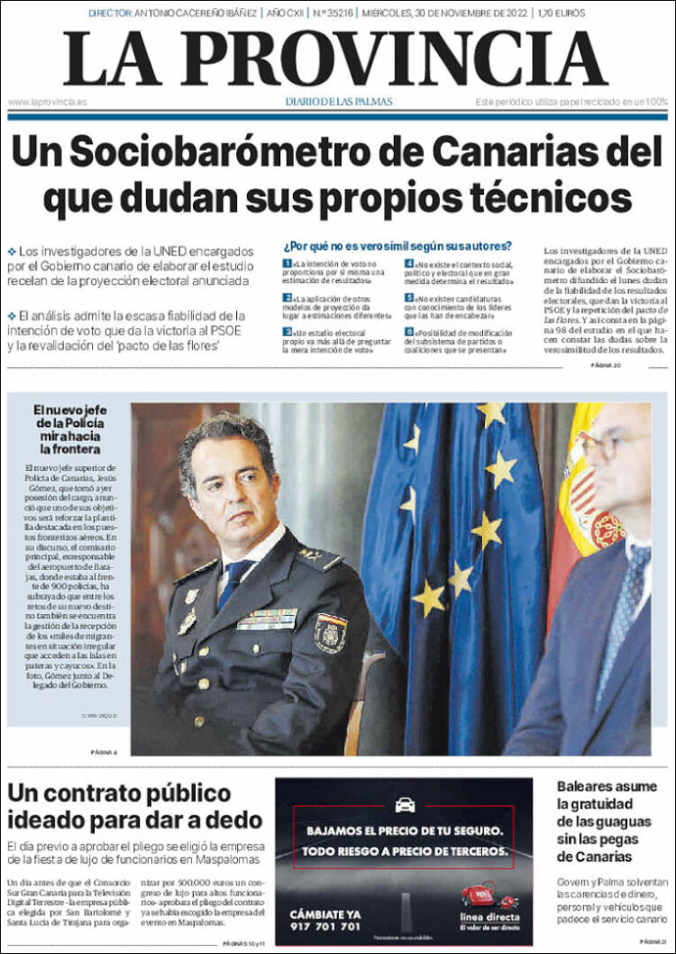Portada de La Provincia (España)