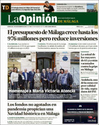 Portada de La Opinión de Málaga (España)