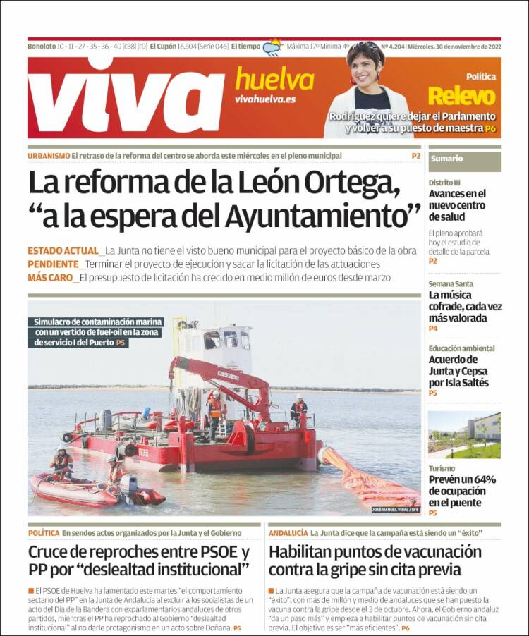 Portada de Viva Huelva (España)