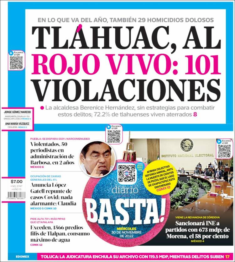 Portada de Diario Basta (México)