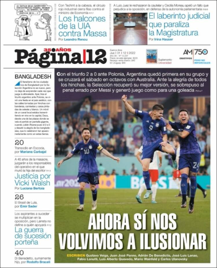 Portada de Página/12 (Argentine)