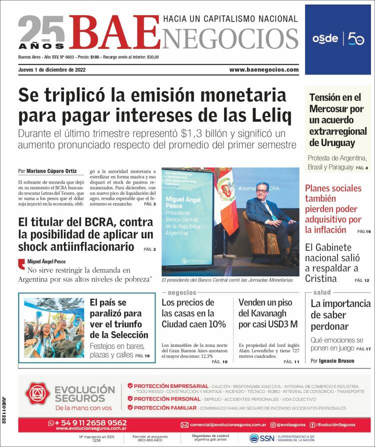 Portada de Buenos Aires Económico (Argentine)