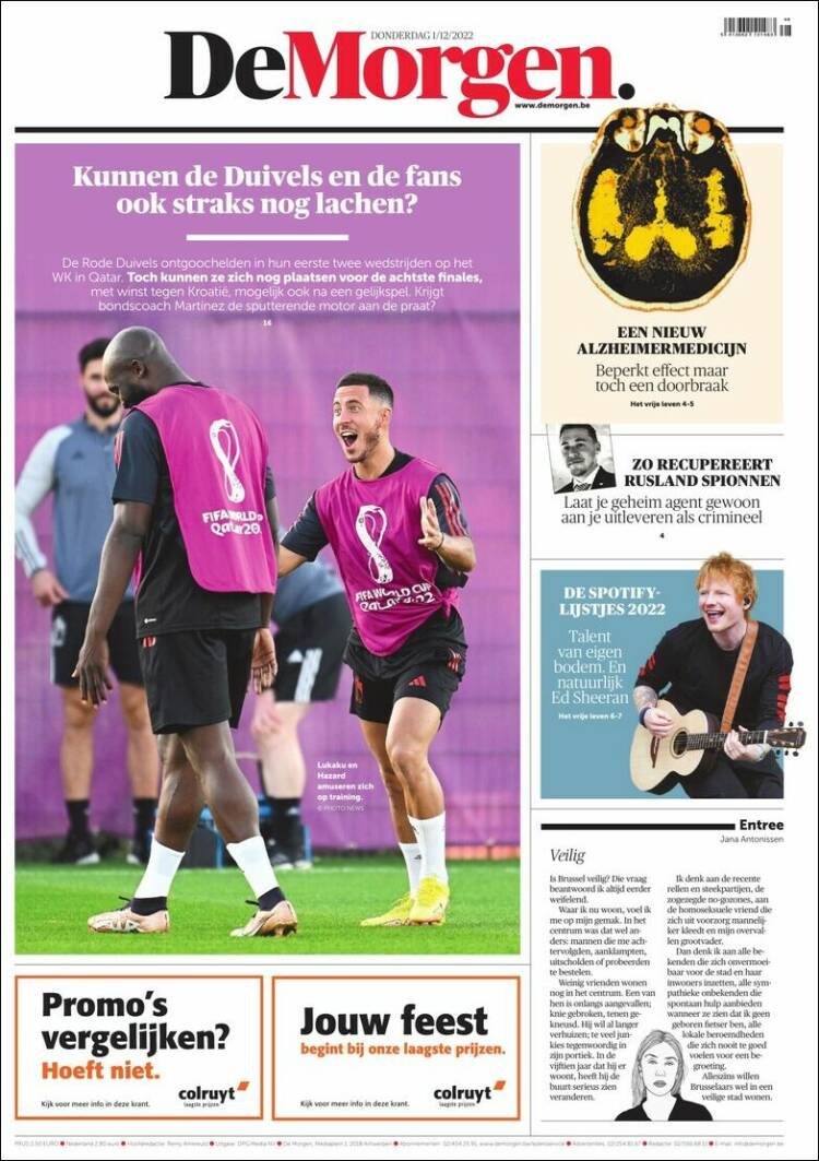 Portada de De Morgen (B&eacute;lgica)