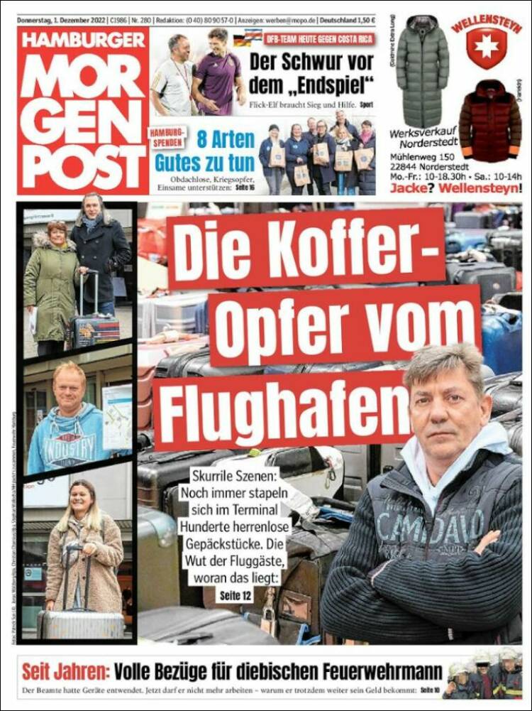Portada de Hamburger Morgenpost  (Alemania)