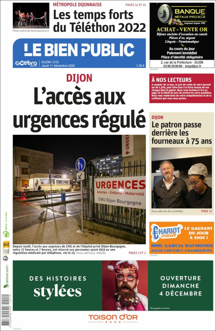 Portada de Le Bien Public (Francia)