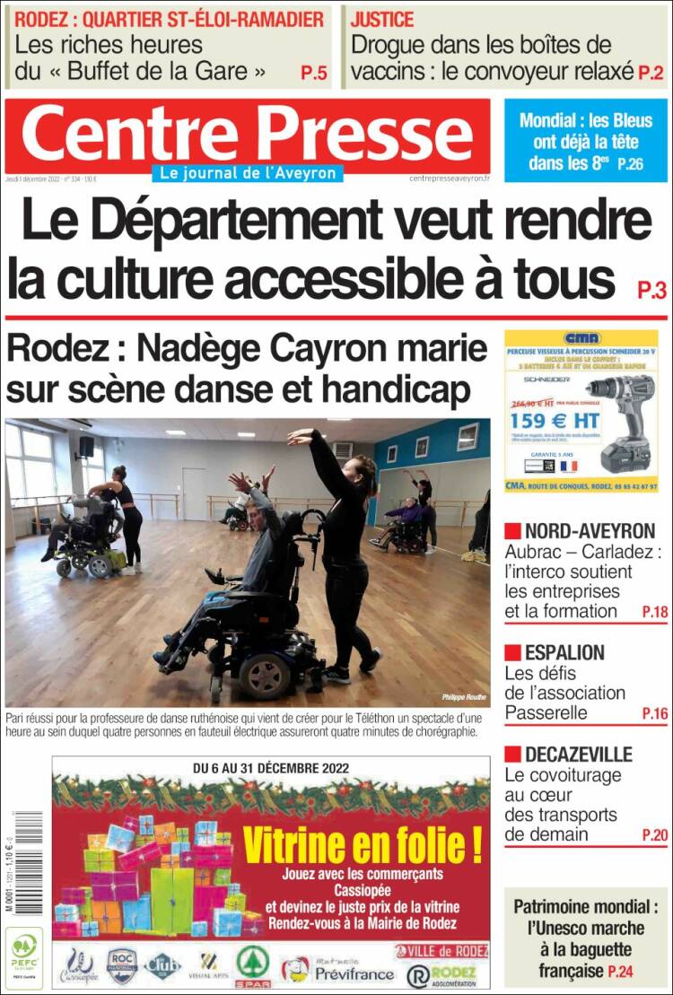 Portada de Centre Presse (Francia)