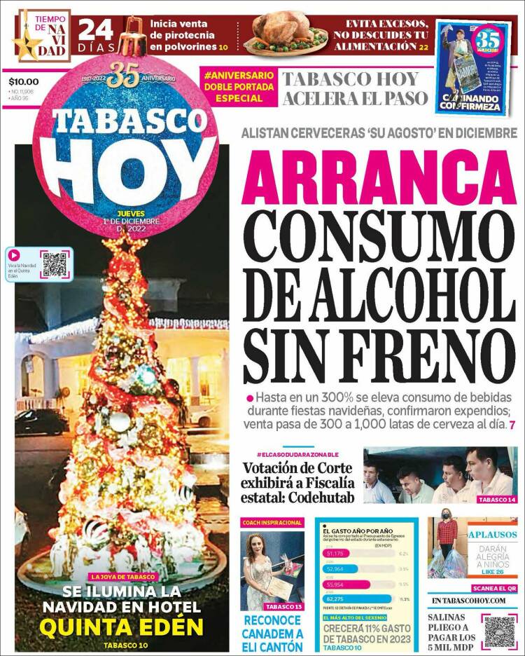 Portada de Tabasco Hoy (México)