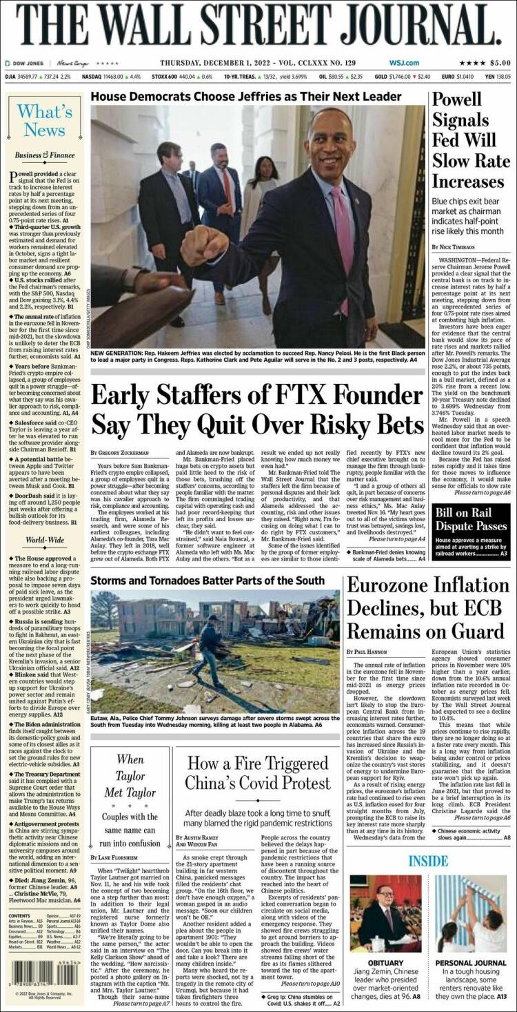 Portada de Wall Street Journal (USA)