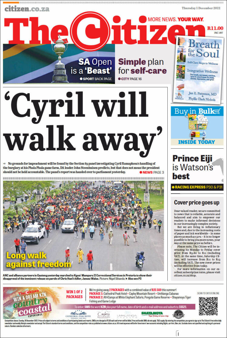 Portada de The Citizen (Sud&aacute;frica)