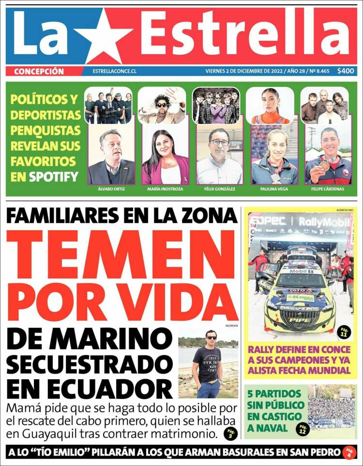 Portada de La Estrella de Concepción (Chile)