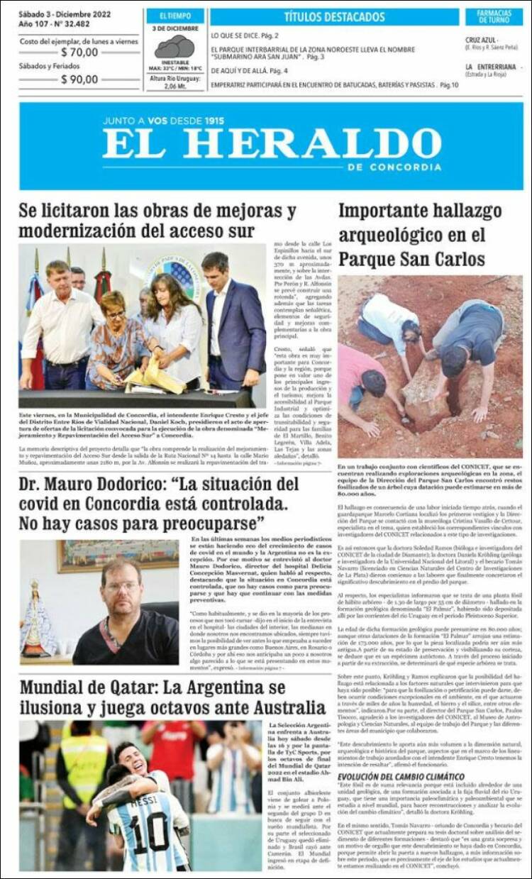 Portada de El Heraldo de Concordia (Argentina)