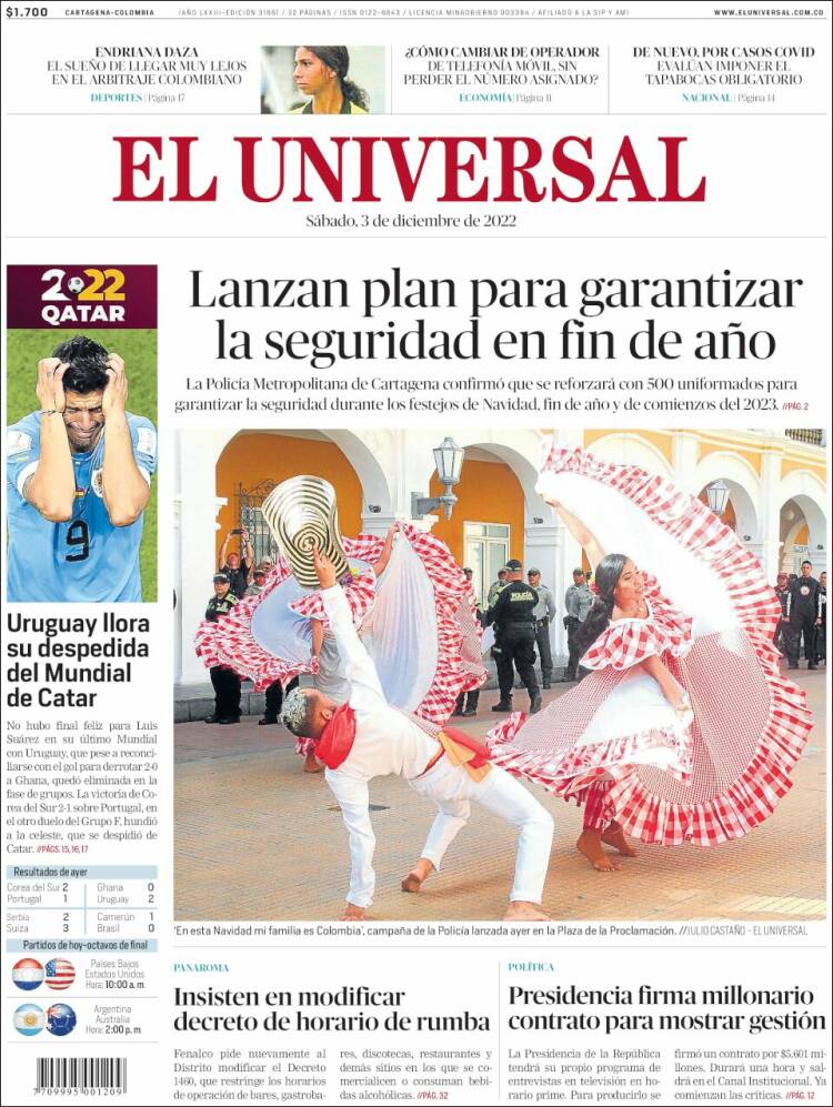 Portada de El Universal (Colombia)