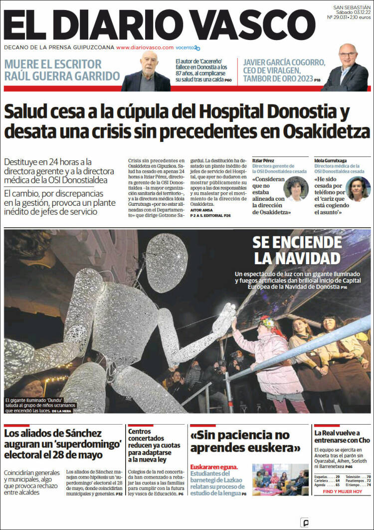 Portada de Diario Vasco (España)