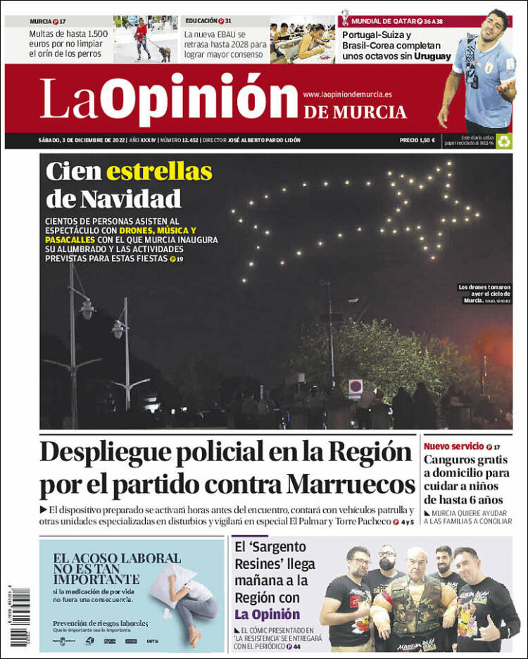 Portada de La Opinión de Murcia (España)