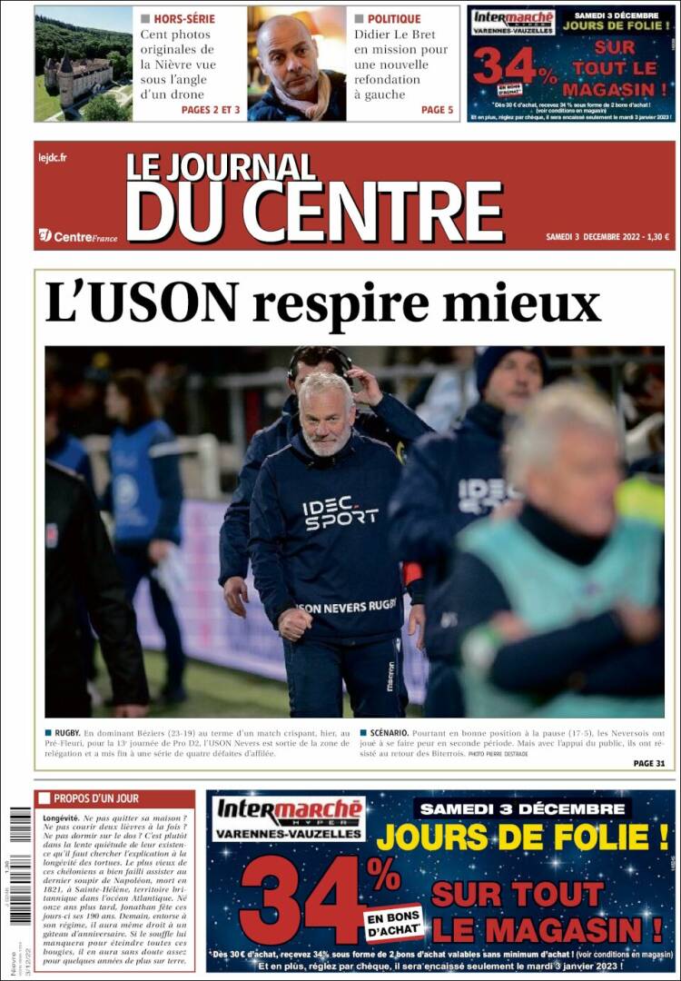 Portada de Le Journal du Centre (Francia)