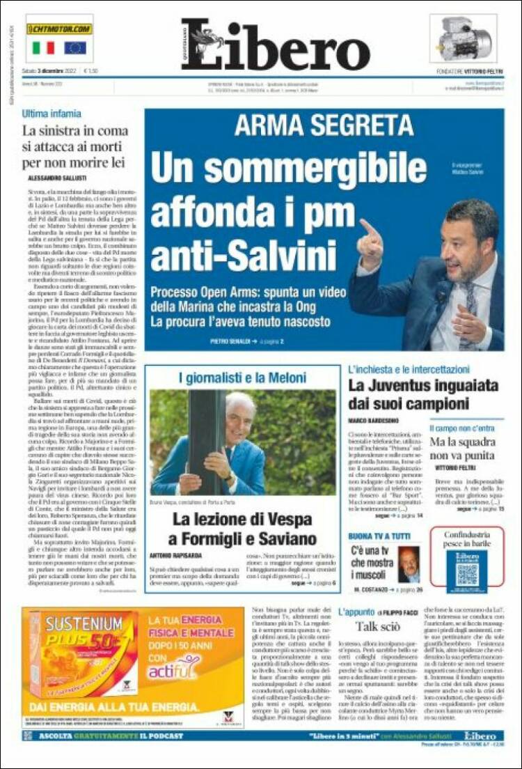 Portada de Libero (Italia)