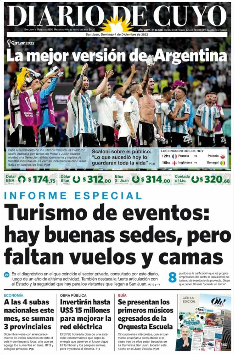 Portada de Diario de Cuyo (Argentina)